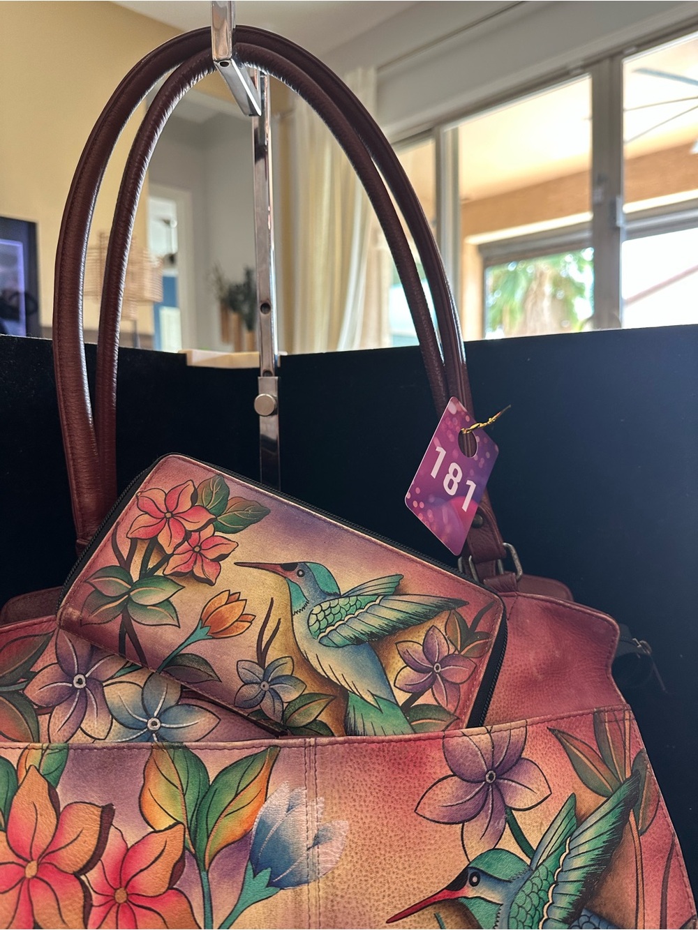 Anuschka # 181 large hobo tote and matching zip Around Wallet “Flying Jewels” - Picture 5 of 16